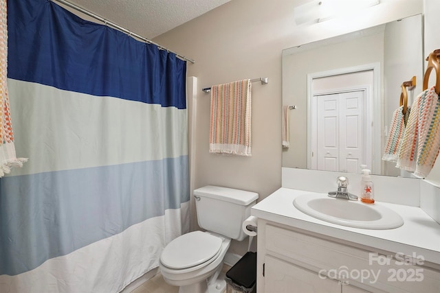 360 S Brady Ave, Newton, NC 28658 - bathroom featuring vanity, a textured ceiling, and a shower with shower curtain