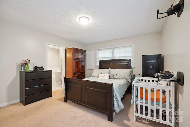 360 S Brady Ave, Newton, NC 28658 - bedroom with light colored carpet, a textured ceiling, and ensuite bathroom