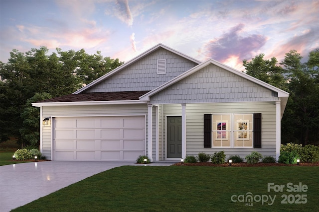 225 Ingleby Rd, Union, SC 29379 - view of front facade with concrete driveway, a front lawn, and an attached garage