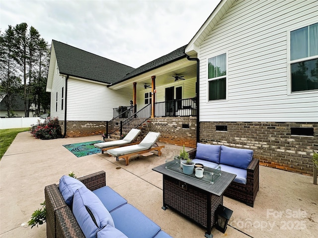 4282 Brandy Creek Ct, Clover, SC 29710 - view of patio with an outdoor living space and a ceiling fan