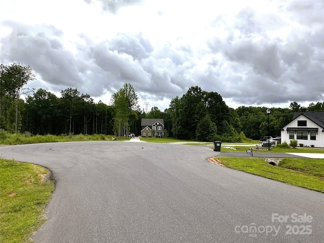 4282 Brandy Creek Ct, Clover, SC 29710 - view of asphalt road featuring a wooded view and street lighting