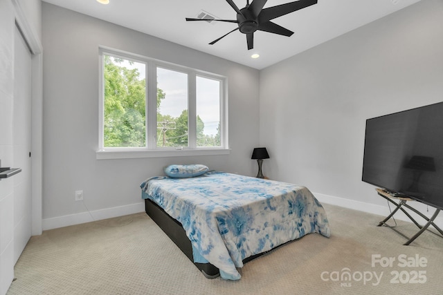 1933 W Trade St, Charlotte, NC 28216 - carpeted bedroom featuring recessed lighting and a ceiling fan