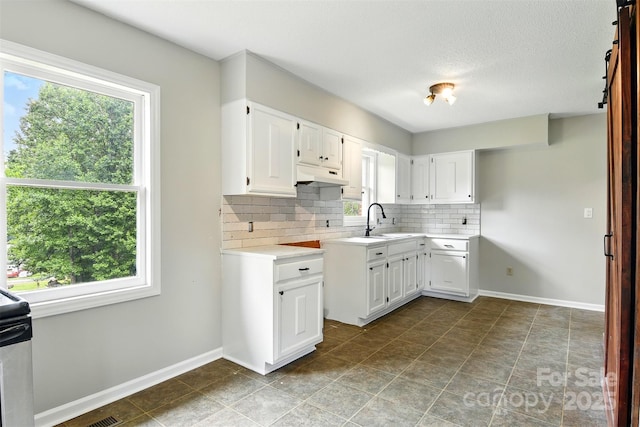 3404 Sheely Rd, Lenoir, NC 28645 - kitchen with tasteful backsplash, light countertops, under cabinet range hood, and white cabinets