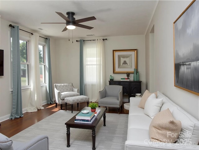 820 Baldwin Ave, Marion, NC 28752 - living room featuring ceiling fan and wood finished floors
