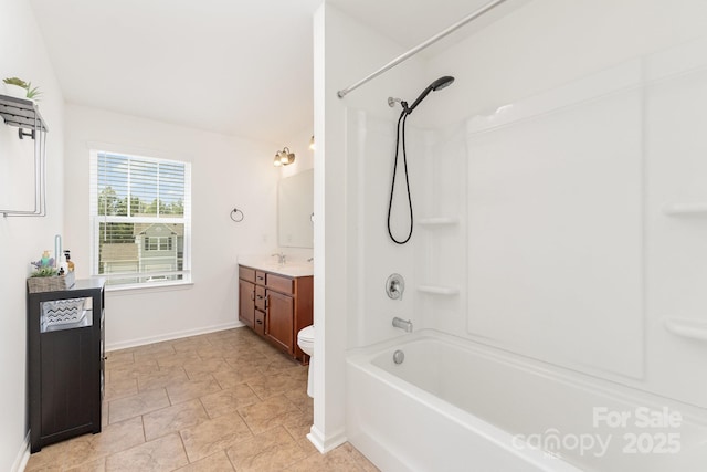 1691 Ashley Lynn Ct, Stanfield, NC 28163 - full bathroom featuring vanity, washtub / shower combination, and stone finish flooring