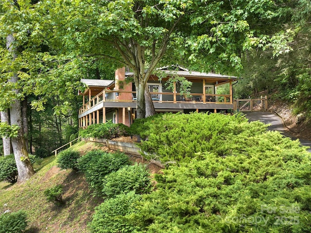 505 Scenic Cir, Waynesville, NC 28786 - rear view of property with a wooden deck and a view of trees