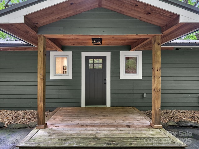 505 Scenic Cir, Waynesville, NC 28786 - doorway to property with a wooden deck