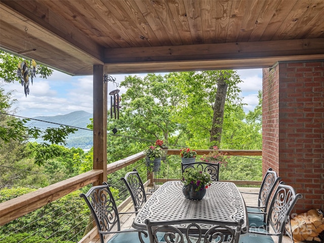 505 Scenic Cir, Waynesville, NC 28786 - deck featuring outdoor dining space and a mountain view
