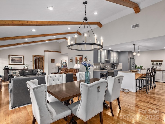 505 Scenic Cir, Waynesville, NC 28786 - dining area with recessed lighting, light wood finished floors, and a chandelier