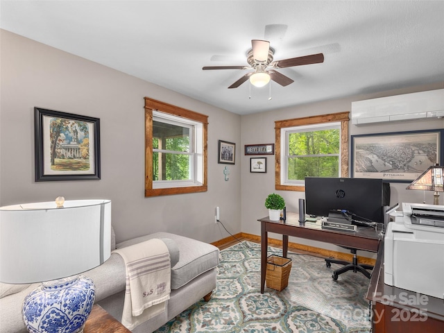 505 Scenic Cir, Waynesville, NC 28786 - office space with plenty of natural light, a wall mounted AC, and a ceiling fan