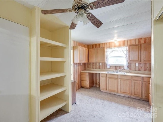 1406 Old Puckett Pl Unit 14, York, SC 29745 - kitchen with ceiling fan, light countertops, and open shelves