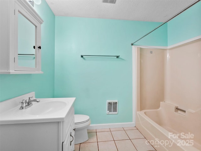 45 Avondale Heights Rd, Asheville, NC 28803 - full bathroom featuring vanity, tile patterned floors, heating unit, shower / bathtub combination, and a textured ceiling