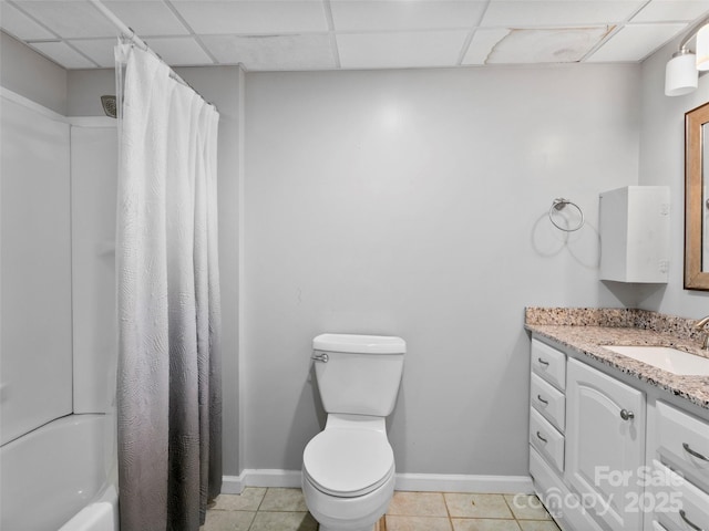 45 Avondale Heights Rd, Asheville, NC 28803 - full bath with a paneled ceiling, vanity, tile patterned floors, and shower / bath combo with shower curtain