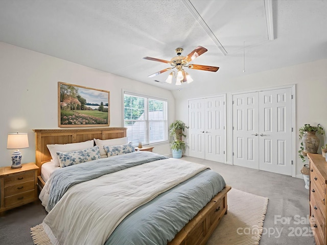 179 Delwood Ct, Mount Gilead, NC 27371 - bedroom with attic access, multiple closets, carpet floors, and a ceiling fan