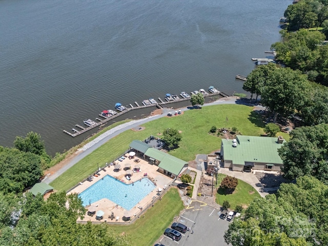 179 Delwood Ct, Mount Gilead, NC 27371 - aerial overview of property's location featuring a large body of water