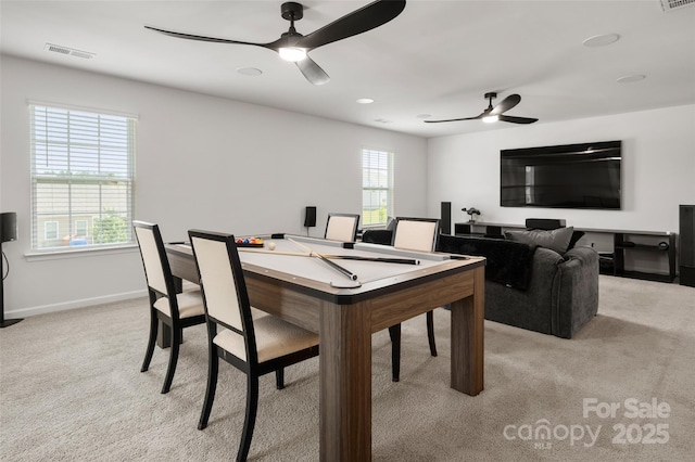9529 Cotswood Pl, Gastonia, NC 28056 - dining room with ceiling fan, plenty of natural light, and light colored carpet