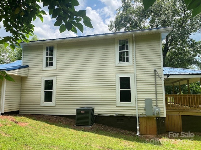 103 Hickory Hills Dr, Morganton, NC 28655 - back of house with crawl space, a lawn, and a metal roof
