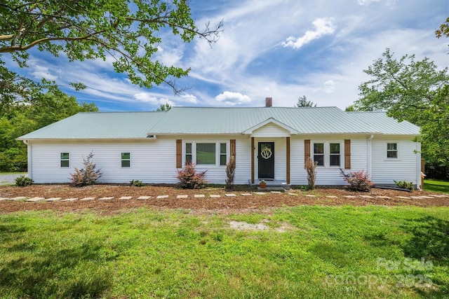 110 Camelot Dr, Granite Falls, NC 28630 - ranch-style home featuring a metal roof, a chimney, and a front yard