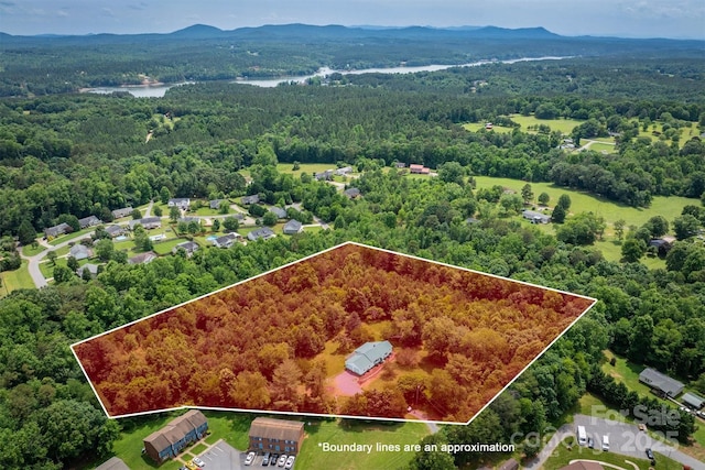 110 Camelot Dr, Granite Falls, NC 28630 - aerial view of property and surrounding area featuring property parcel outlined and a water and mountain view