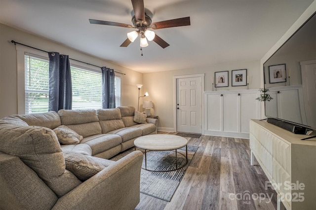 110 Camelot Dr, Granite Falls, NC 28630 - living area featuring a ceiling fan and wood finished floors
