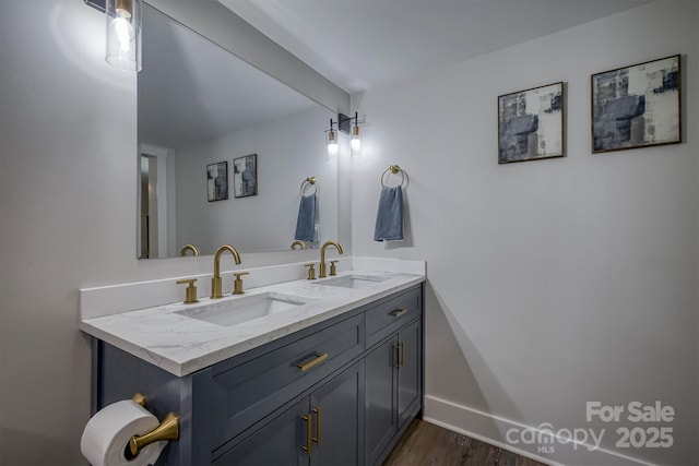 110 Camelot Dr, Granite Falls, NC 28630 - full bathroom with double vanity and wood finished floors