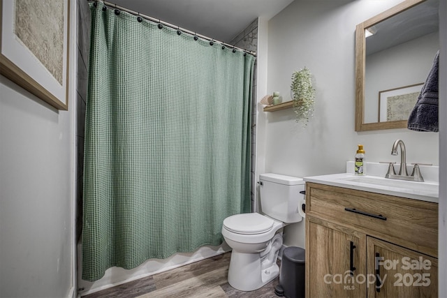 110 Camelot Dr, Granite Falls, NC 28630 - bathroom with vanity, wood finished floors, and shower / tub combo with curtain
