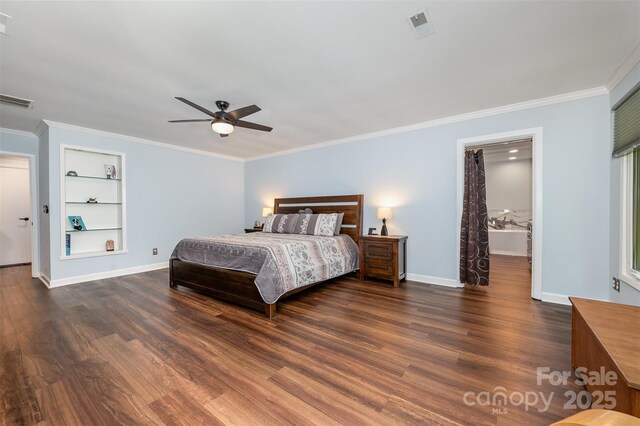 3041 Shallowood Ln, Charlotte, NC 28277 - bedroom with wood finished floors, ornamental molding, and ceiling fan
