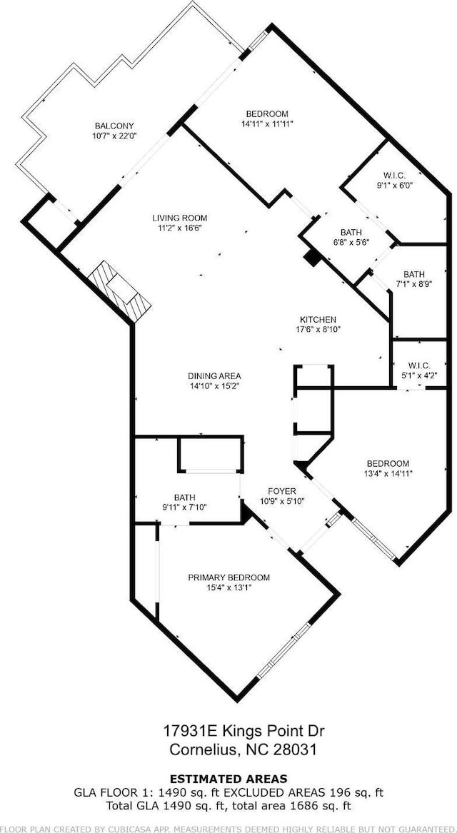17931 Kings Point Dr Unit E, Cornelius, NC 28031 - view of floor plan / room layout