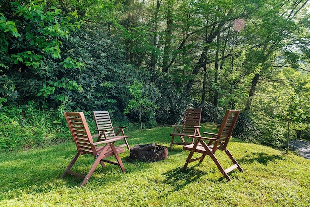 2266 Sugar Mountain Rd, Newland, NC 28657 - view of green lawn featuring an outdoor fire pit
