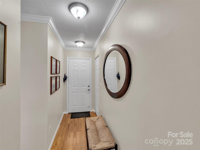 87 Willow Rd Unit D-4, Waynesville, NC 28786 - entryway with light wood-style floors, a textured ceiling, and crown molding