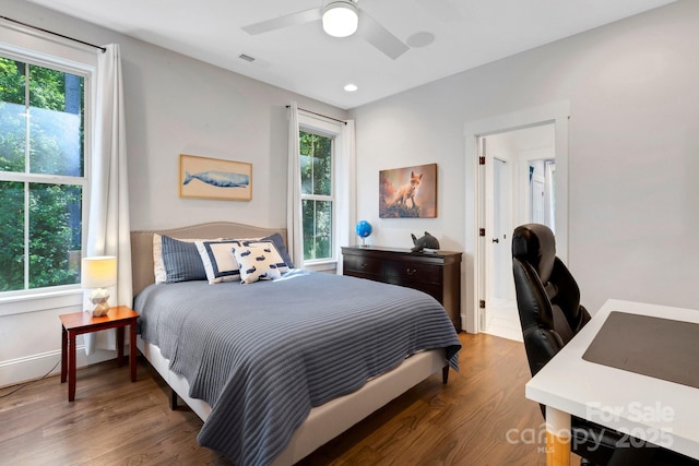 2122 Goose Creek Farm Ln, Indian Trail, NC 28079 - bedroom featuring wood finished floors, a desk, and a ceiling fan