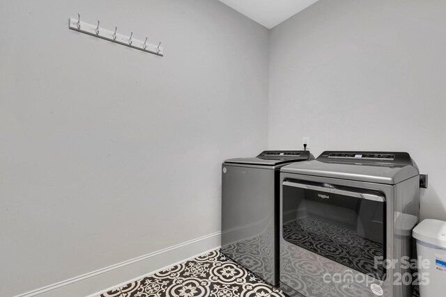 2122 Goose Creek Farm Ln, Indian Trail, NC 28079 - laundry room featuring independent washer and dryer and baseboards