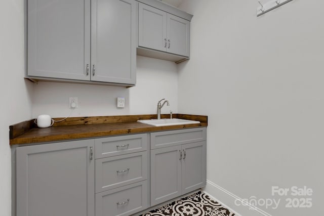 2122 Goose Creek Farm Ln, Indian Trail, NC 28079 - kitchen featuring wooden counters and gray cabinets