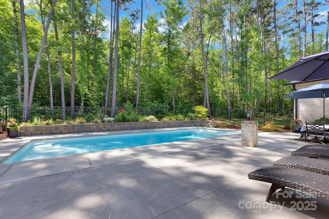 2122 Goose Creek Farm Ln, Indian Trail, NC 28079 - view of pool featuring a fenced backyard, a patio, and a view of trees