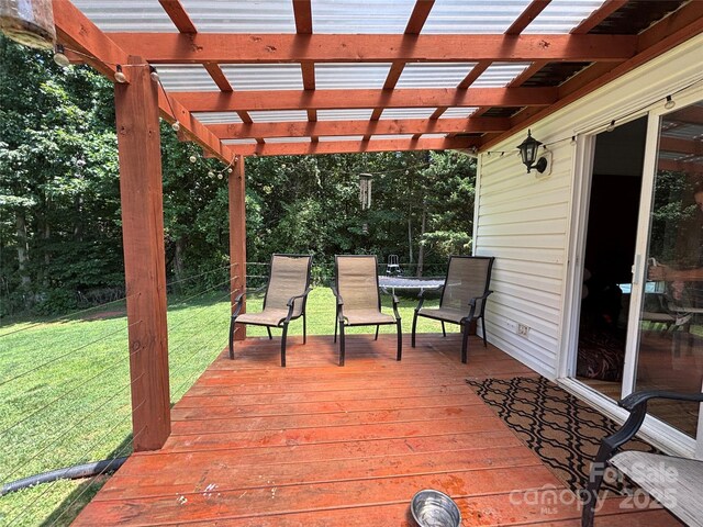 8122 Hutchison Ln, Vale, NC 28168 - deck with a pergola and a lawn