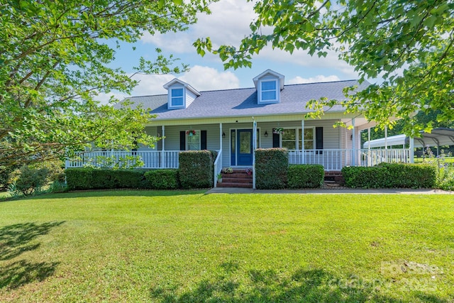 5211 Spring Gln, York, SC 29745 - cape cod house with a porch, a front yard, and roof with shingles