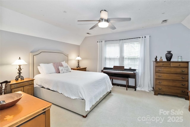 3092 Hitching Post Ln, Rock Hill, SC 29732 - bedroom with lofted ceiling, light carpet, and a ceiling fan