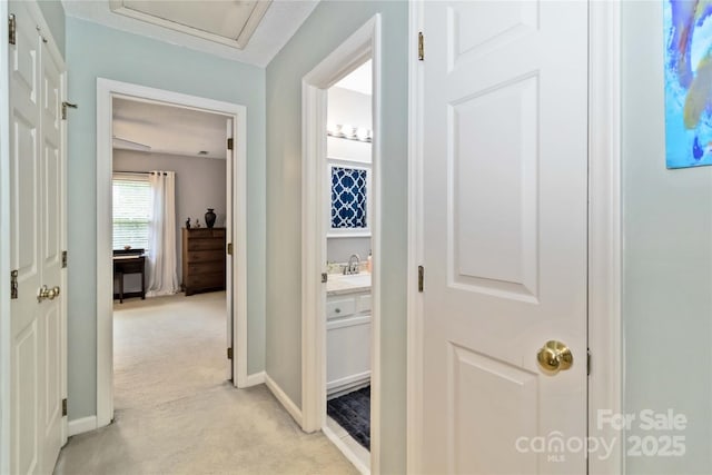 3092 Hitching Post Ln, Rock Hill, SC 29732 - hallway featuring light carpet and a sink