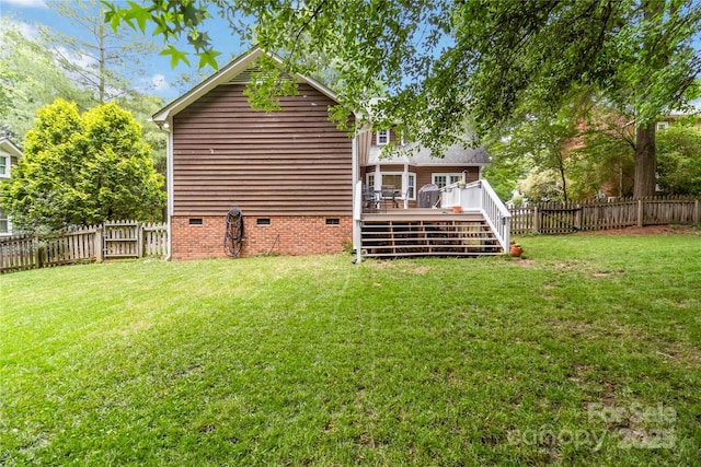 3092 Hitching Post Ln, Rock Hill, SC 29732 - back of house with crawl space, a wooden deck, and a fenced backyard