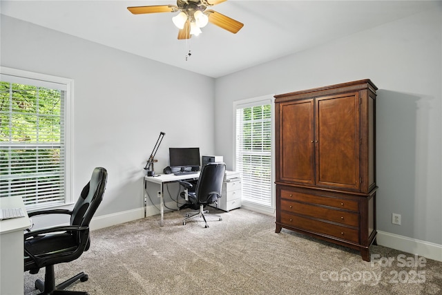 4605 Sarandon Ct, Charlotte, NC 28215 - office featuring light colored carpet and a ceiling fan