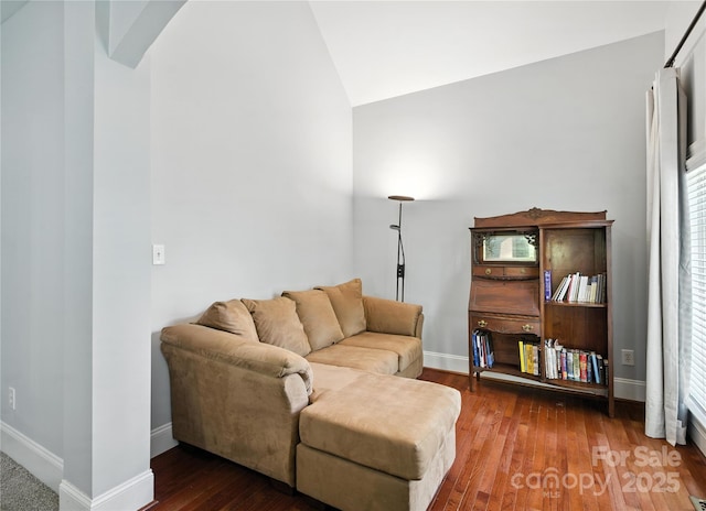 4605 Sarandon Ct, Charlotte, NC 28215 - living room with lofted ceiling and wood finished floors