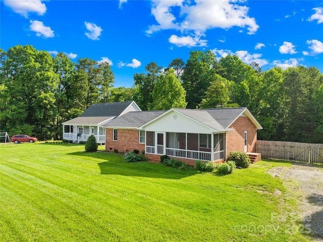 13715 Mayes Rd, Huntersville, NC 28078 - back of property featuring brick siding and a sunroom