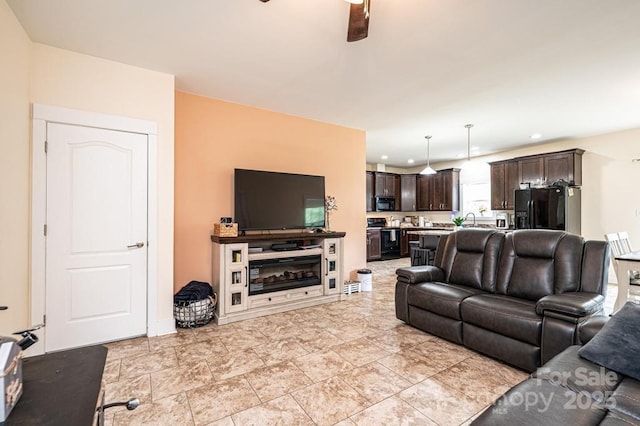 3659 Vashti Rd, Taylorsville, NC 28681 - living area with a ceiling fan and recessed lighting