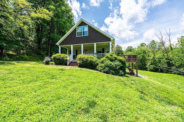 3659 Vashti Rd, Taylorsville, NC 28681 - view of front facade with a front lawn and a porch