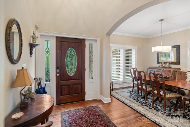 23 Tanglewood Rd, Clover, SC 29710 - foyer featuring arched walkways, wood finished floors, and crown molding