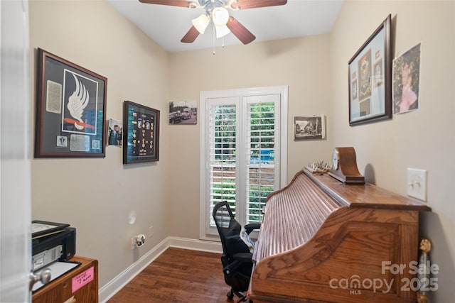 23 Tanglewood Rd, Clover, SC 29710 - home office featuring dark wood-style flooring and a ceiling fan