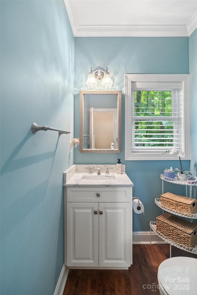 23 Tanglewood Rd, Clover, SC 29710 - bathroom with crown molding, wood finished floors, and vanity