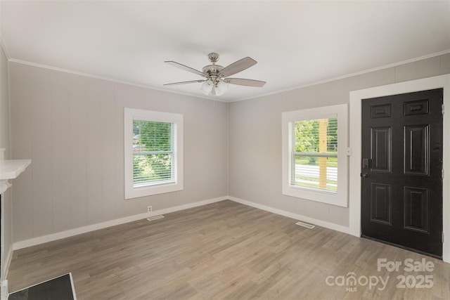 210 Marshall St, Rock Hill, SC 29730 - foyer with ornamental molding, light wood-style floors, and a ceiling fan