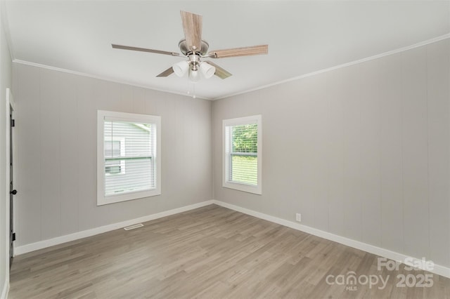 210 Marshall St, Rock Hill, SC 29730 - empty room with light wood finished floors, crown molding, and a ceiling fan