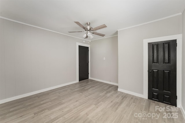 210 Marshall St, Rock Hill, SC 29730 - spare room featuring light wood-style flooring, ceiling fan, and ornamental molding